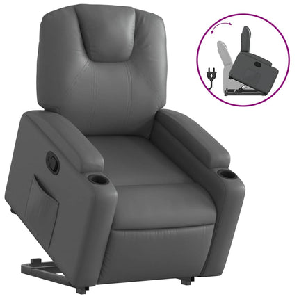 Stand up Recliner Chair Gray Faux Leather