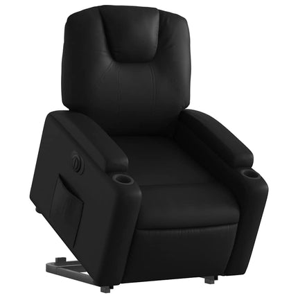 Electric Stand up Recliner Chair Black Faux Leather