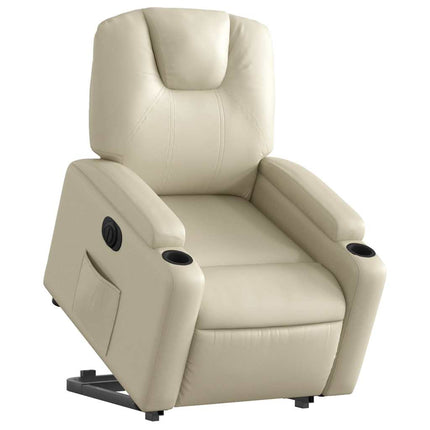 Electric Stand up Recliner Chair Cream Faux Leather