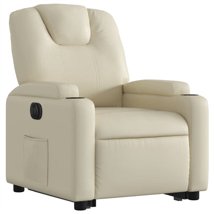 Electric Stand up Recliner Chair Cream Faux Leather