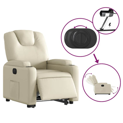 Electric Stand up Recliner Chair Cream Faux Leather