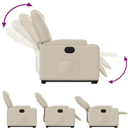 Electric Stand up Recliner Chair Cream Faux Leather
