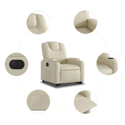 Electric Stand up Recliner Chair Cream Faux Leather