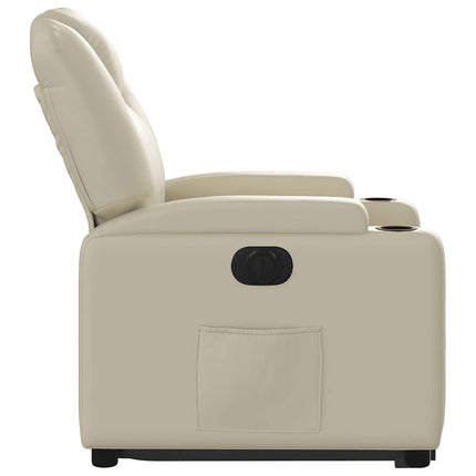 Electric Stand up Recliner Chair Cream Faux Leather
