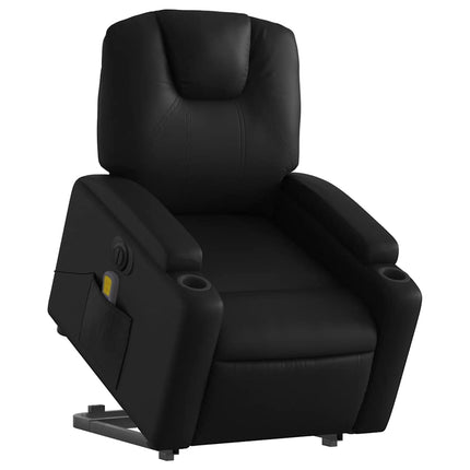 Electric Stand up Massage Recliner Chair Black Faux Leather
