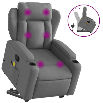 Stand up Massage Recliner Chair Dark Gray Fabric