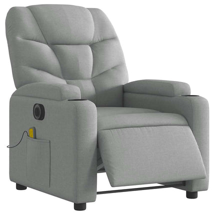 Electric Massage Recliner Chair Light Gray Fabric