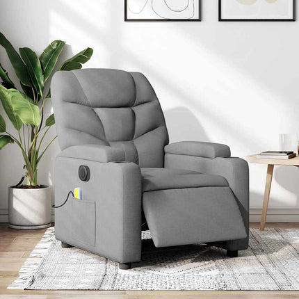 Electric Massage Recliner Chair Light Gray Fabric