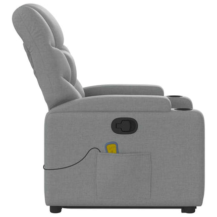 Stand up Massage Recliner Chair Light Gray Fabric