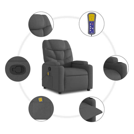 Stand up Massage Recliner Chair Dark Gray Fabric