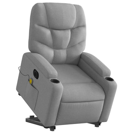 Electric Stand up Massage Recliner Chair Light Gray Fabric