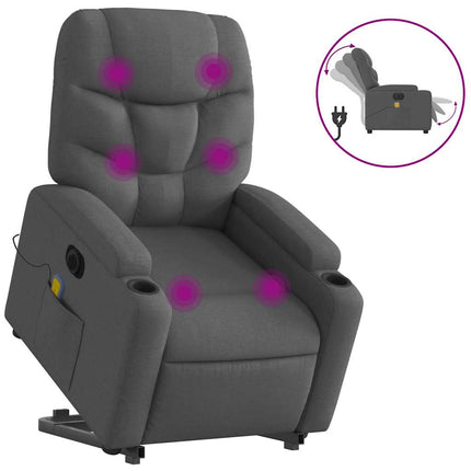 Electric Stand up Massage Recliner Chair Dark Gray Fabric