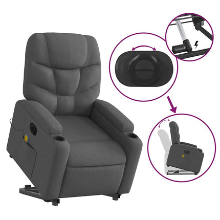 Electric Stand up Massage Recliner Chair Dark Gray Fabric