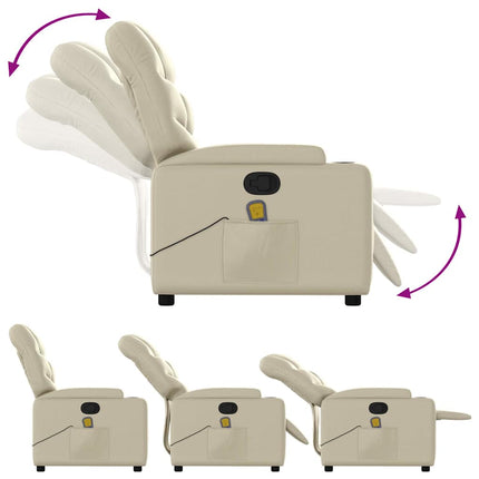 Massage Recliner Chair Cream Faux Leather