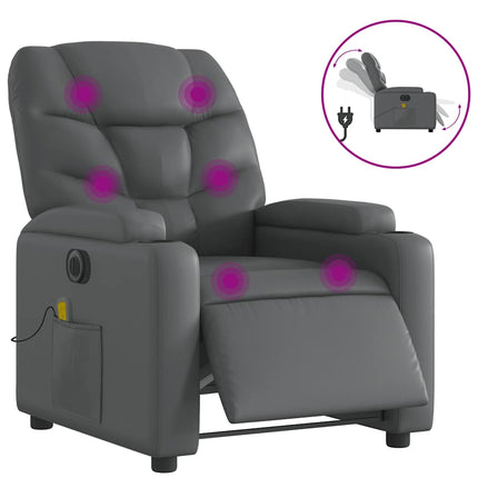 Electric Massage Recliner Chair Gray Faux Leather