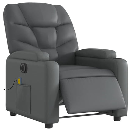 Electric Massage Recliner Chair Gray Faux Leather