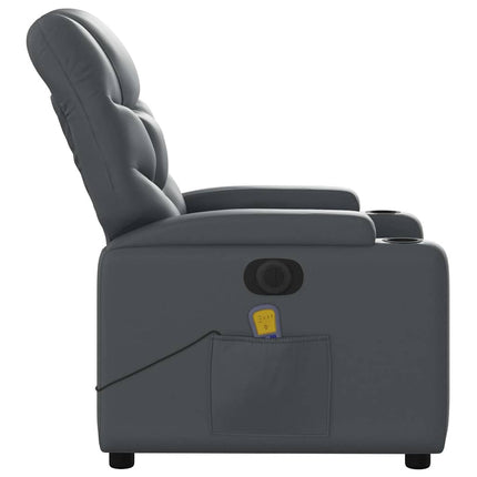 Electric Massage Recliner Chair Gray Faux Leather