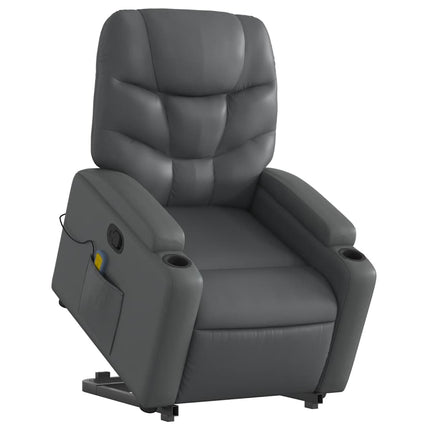 Stand up Massage Recliner Chair Gray Faux Leather
