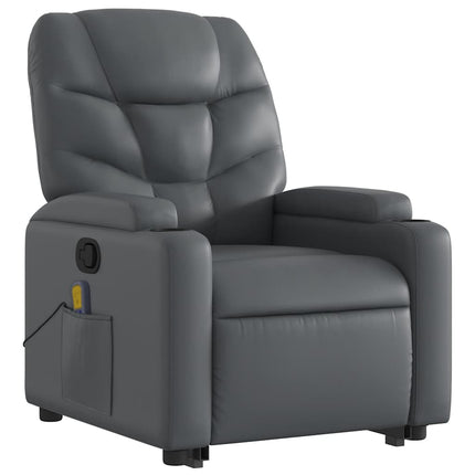 Stand up Massage Recliner Chair Gray Faux Leather