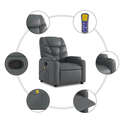 Stand up Massage Recliner Chair Gray Faux Leather