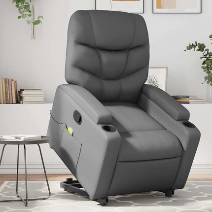 Stand up Massage Recliner Chair Gray Faux Leather