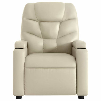 Electric Stand up Massage Recliner Chair Cream Faux Leather