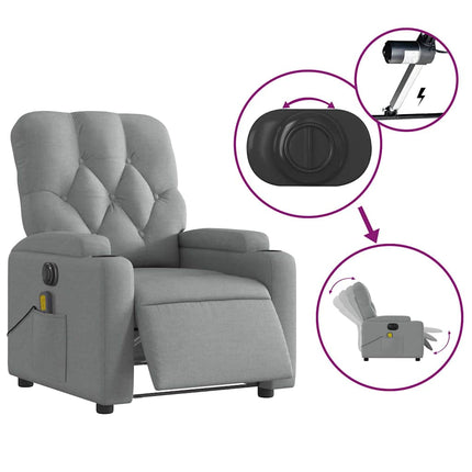 Electric Massage Recliner Chair Light Gray Fabric