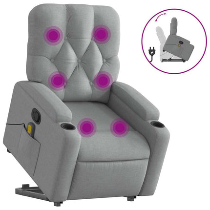 Stand up Massage Recliner Chair Light Gray Fabric