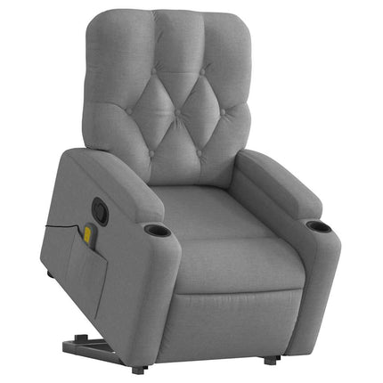 Stand up Massage Recliner Chair Light Gray Fabric