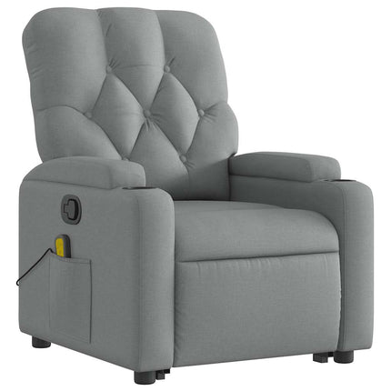 Stand up Massage Recliner Chair Light Gray Fabric