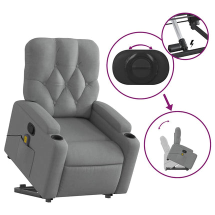 Stand up Massage Recliner Chair Light Gray Fabric