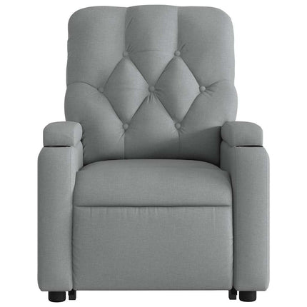 Stand up Massage Recliner Chair Light Gray Fabric