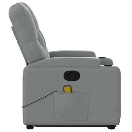 Stand up Massage Recliner Chair Light Gray Fabric