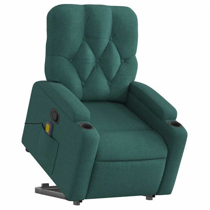 Stand up Massage Recliner Chair Dark Green Fabric
