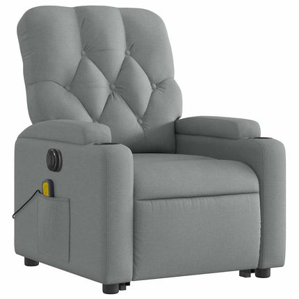 Electric Stand up Massage Recliner Chair Light Gray Fabric