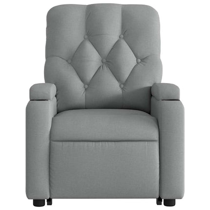 Electric Stand up Massage Recliner Chair Light Gray Fabric