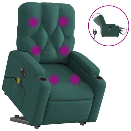 Electric Stand up Massage Recliner Chair Dark Green Fabric