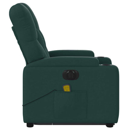 Electric Stand up Massage Recliner Chair Dark Green Fabric
