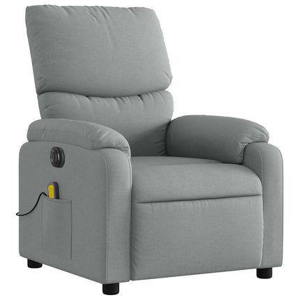 Electric Massage Recliner Chair Light Gray Fabric