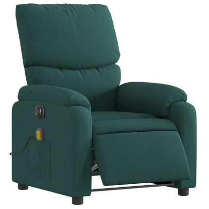 Electric Massage Recliner Chair Dark Green Fabric