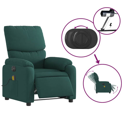 Electric Massage Recliner Chair Dark Green Fabric