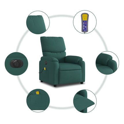 Electric Massage Recliner Chair Dark Green Fabric
