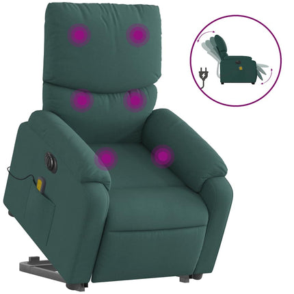 Electric Stand up Massage Recliner Chair Dark Green Fabric