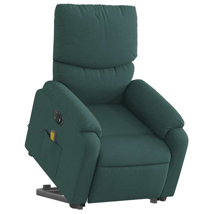 Electric Stand up Massage Recliner Chair Dark Green Fabric