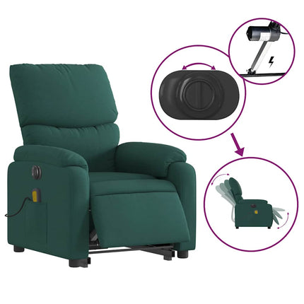 Electric Stand up Massage Recliner Chair Dark Green Fabric