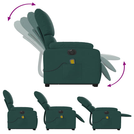 Electric Stand up Massage Recliner Chair Dark Green Fabric