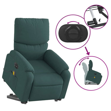 Electric Stand up Massage Recliner Chair Dark Green Fabric