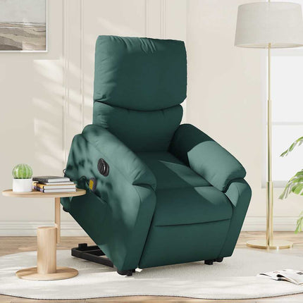 Electric Stand up Massage Recliner Chair Dark Green Fabric