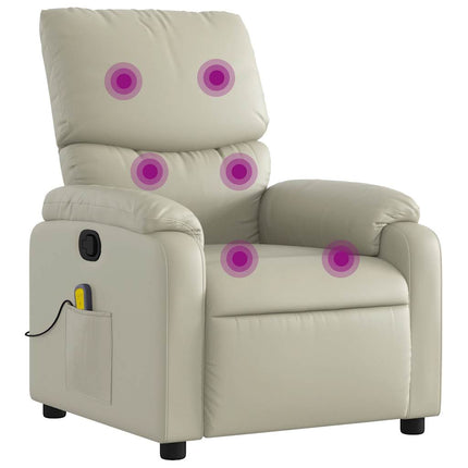 Massage Recliner Chair Cream Faux Leather