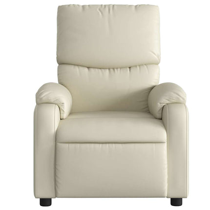 Electric Massage Recliner Chair Cream Faux Leather